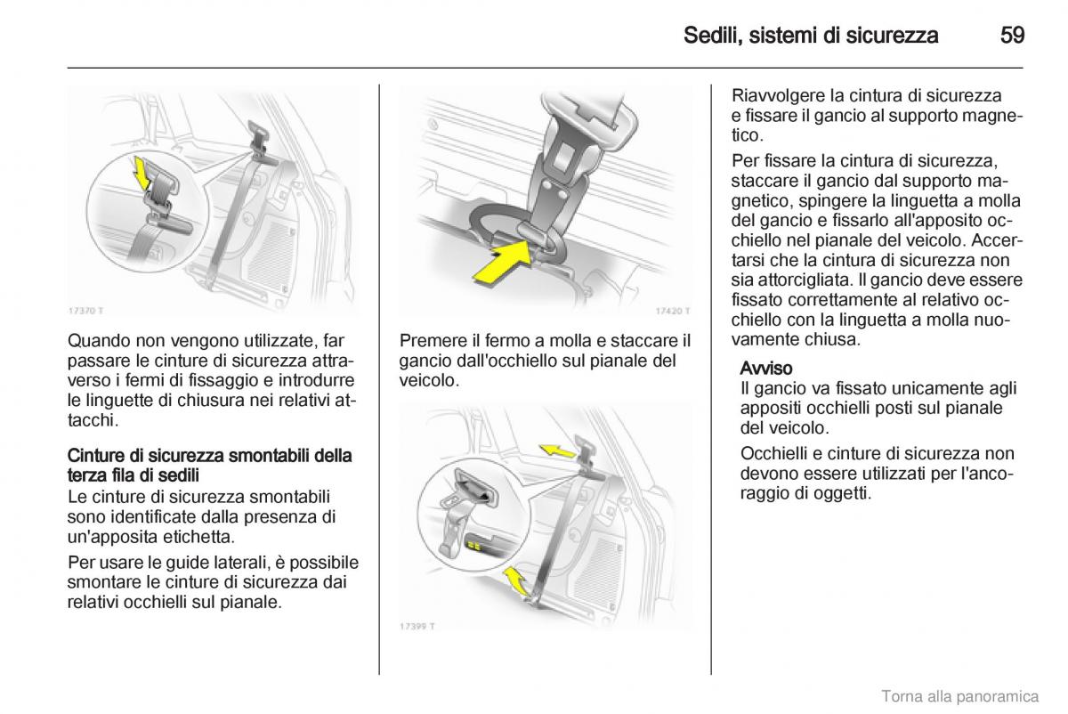 manual  Opel Zafira B manuale del proprietario / page 60