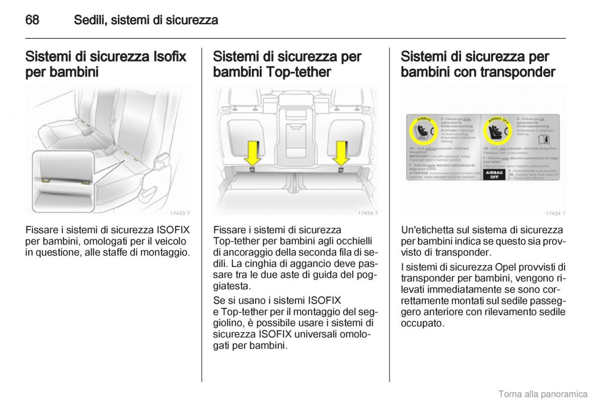 manual  Opel Zafira B manuale del proprietario / page 69