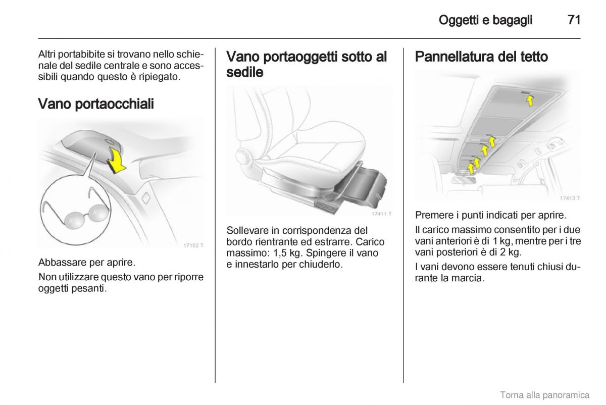 manual  Opel Zafira B manuale del proprietario / page 72