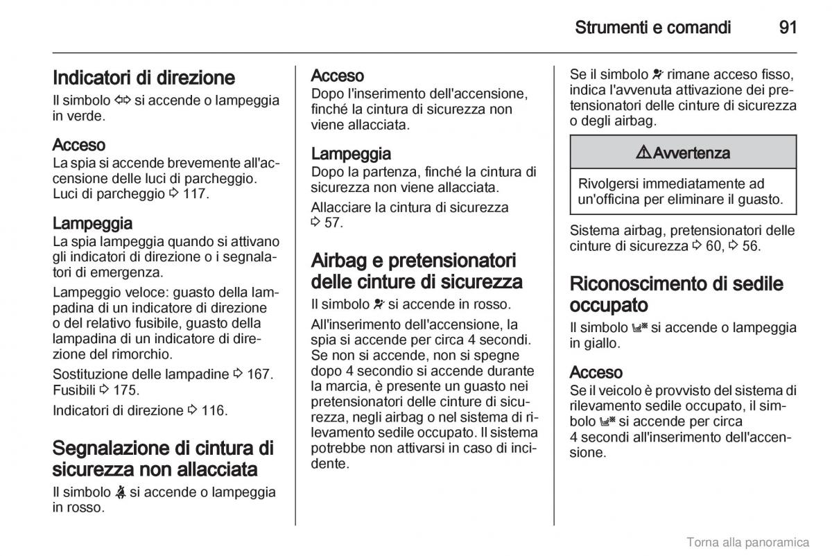 manual  Opel Zafira B manuale del proprietario / page 92