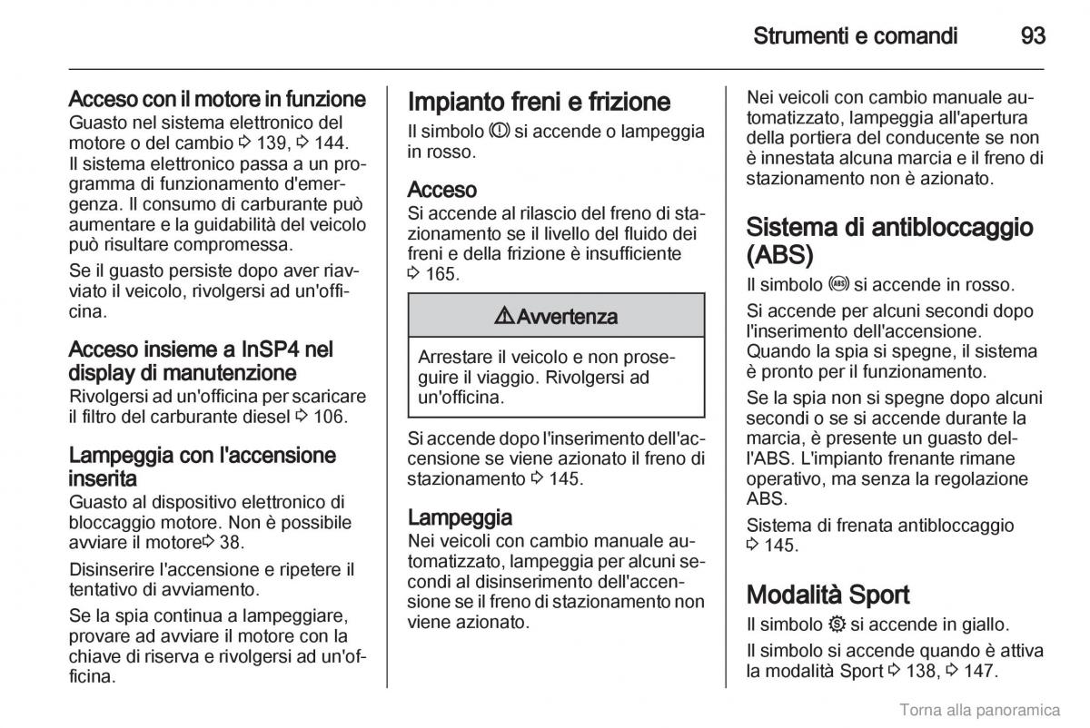 manual  Opel Zafira B manuale del proprietario / page 94