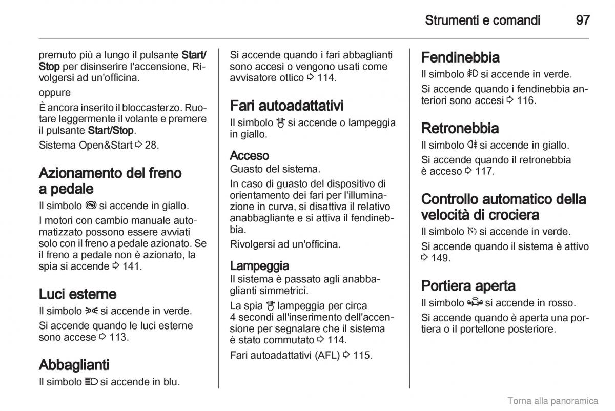 manual  Opel Zafira B manuale del proprietario / page 98