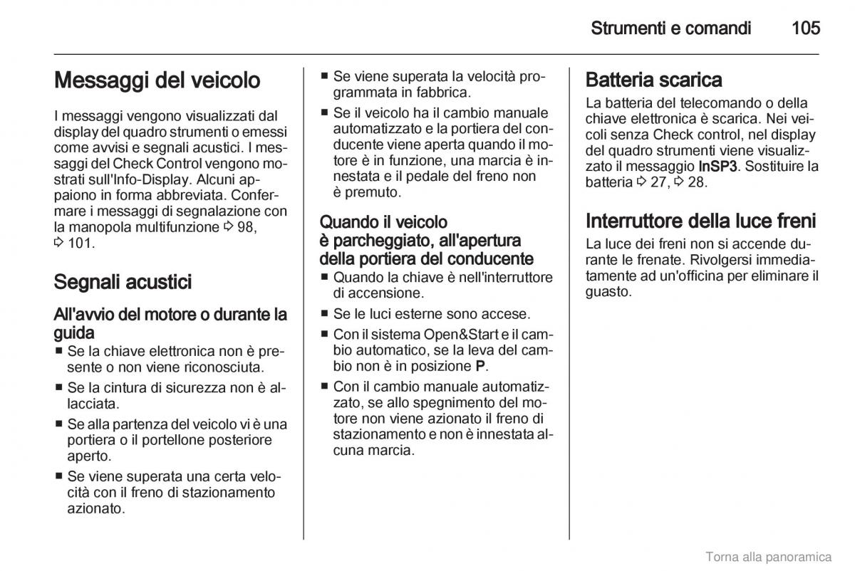 manual  Opel Zafira B manuale del proprietario / page 106