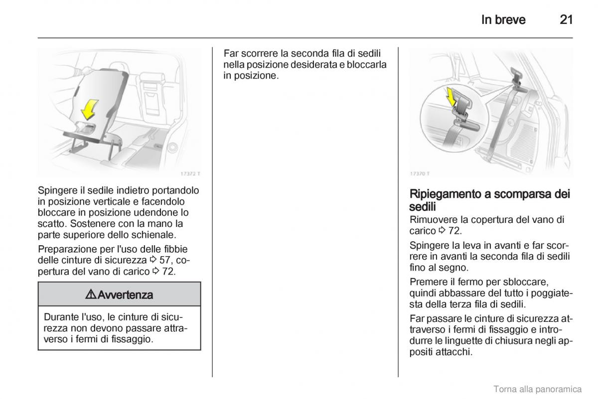 manual  Opel Zafira B manuale del proprietario / page 22