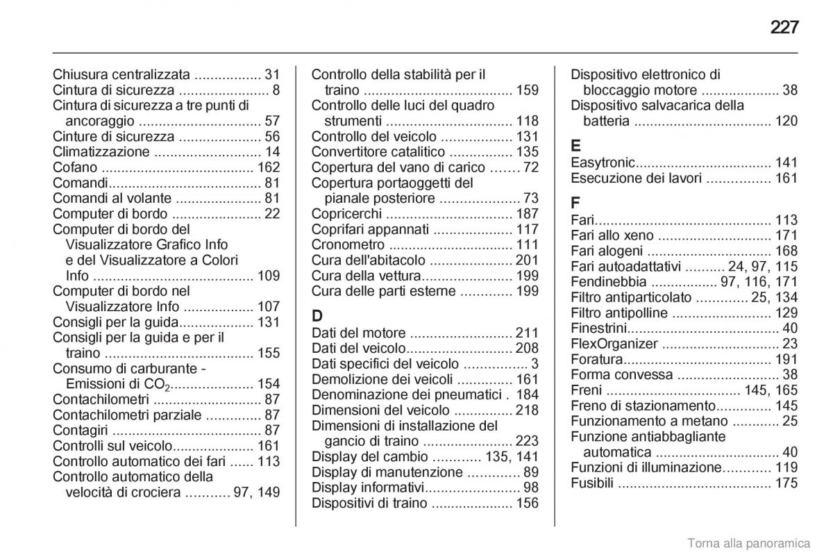 manual  Opel Zafira B manuale del proprietario / page 228