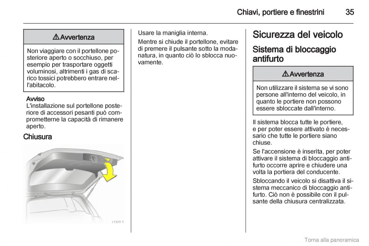 manual  Opel Zafira B manuale del proprietario / page 36