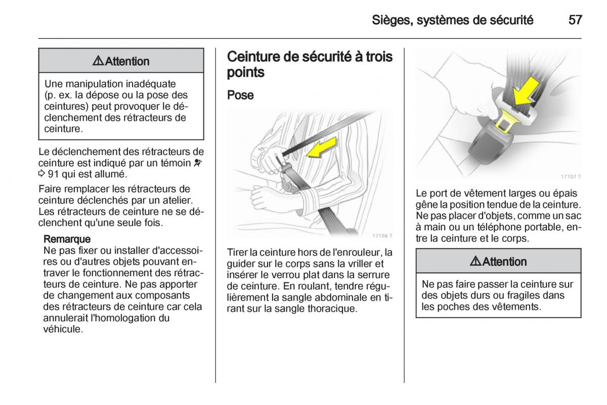 Opel Zafira B manuel du proprietaire / page 59