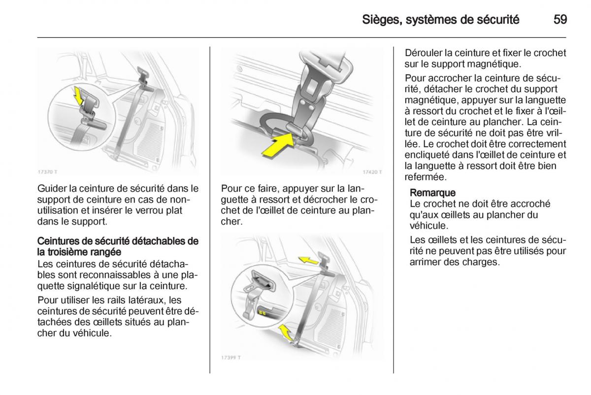 Opel Zafira B manuel du proprietaire / page 61