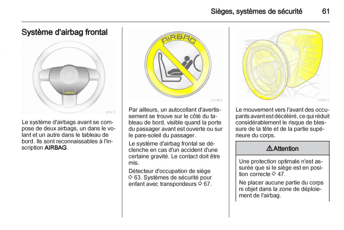 Opel Zafira B manuel du proprietaire / page 63