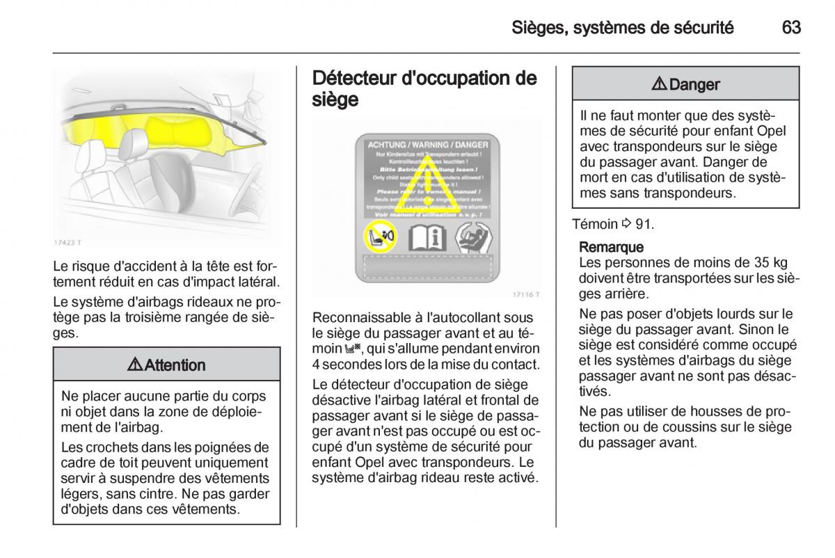 Opel Zafira B manuel du proprietaire / page 65