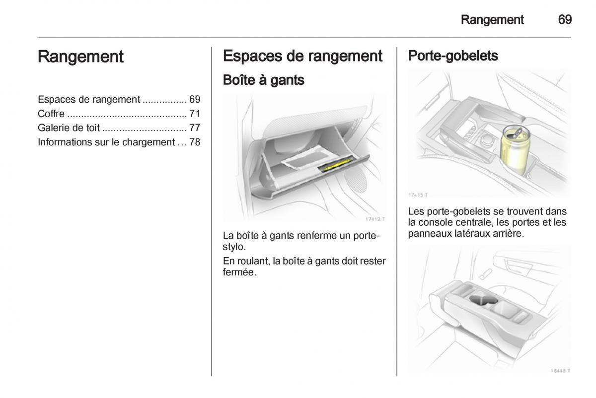 Opel Zafira B manuel du proprietaire / page 71