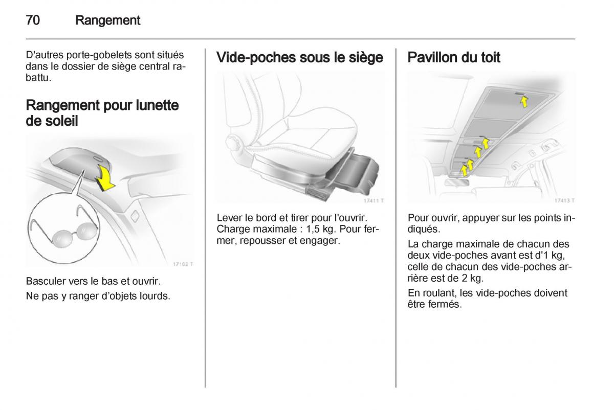 Opel Zafira B manuel du proprietaire / page 72