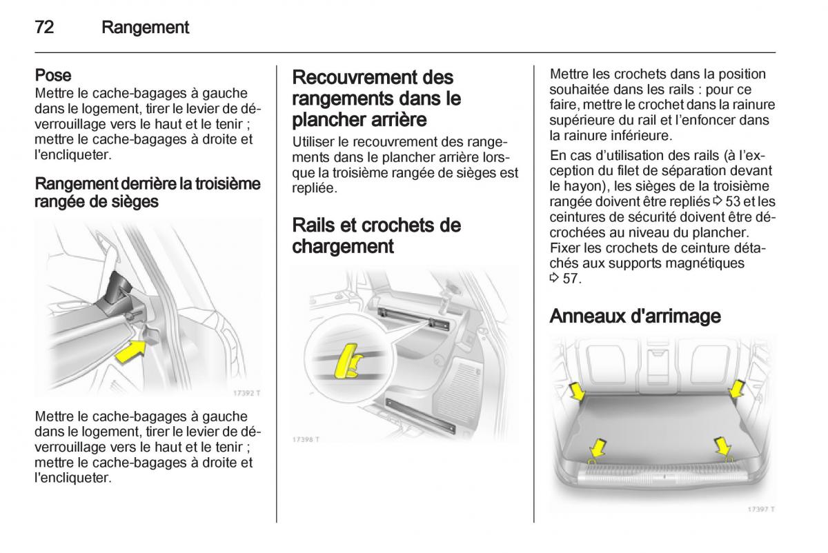 Opel Zafira B manuel du proprietaire / page 74