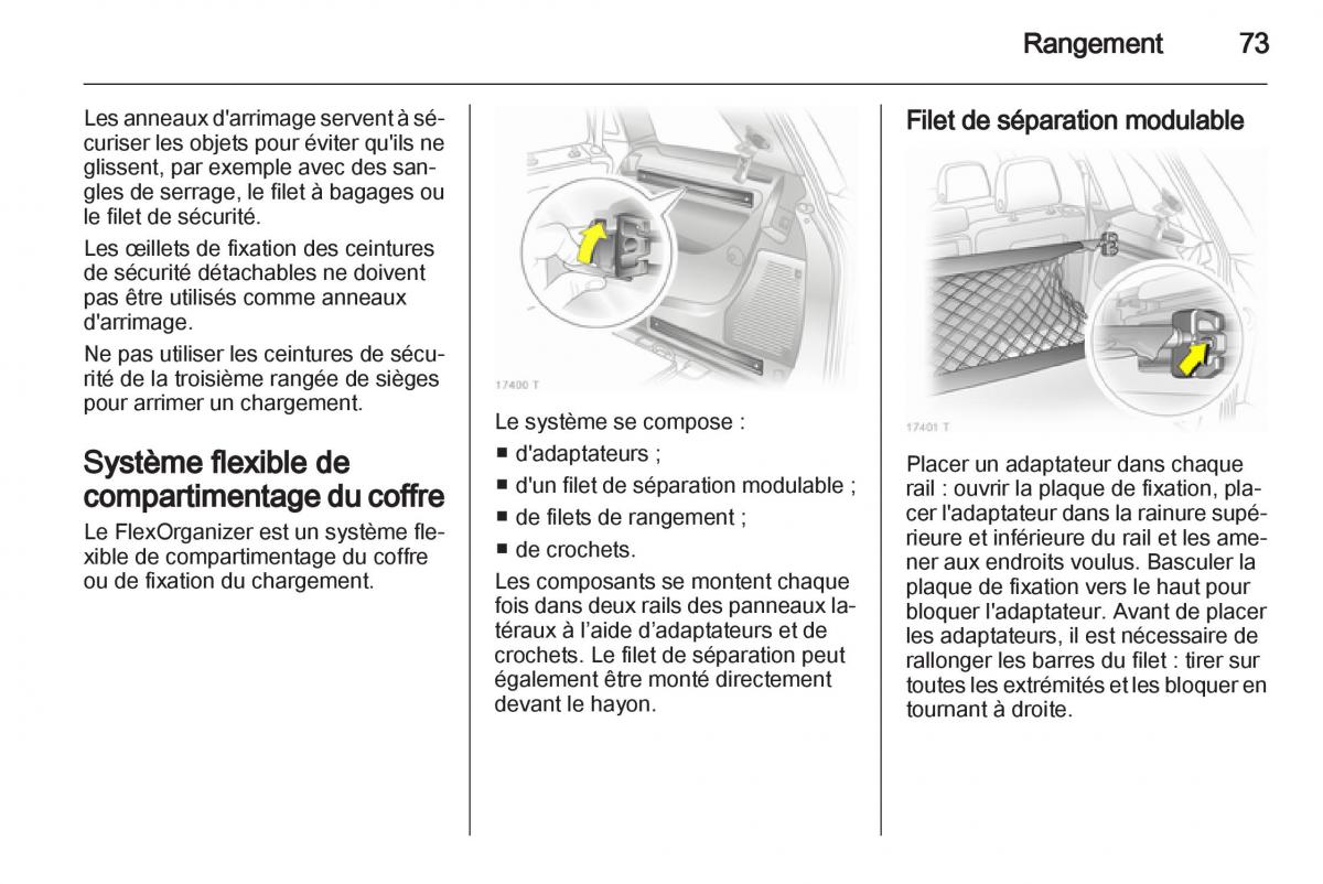 Opel Zafira B manuel du proprietaire / page 75