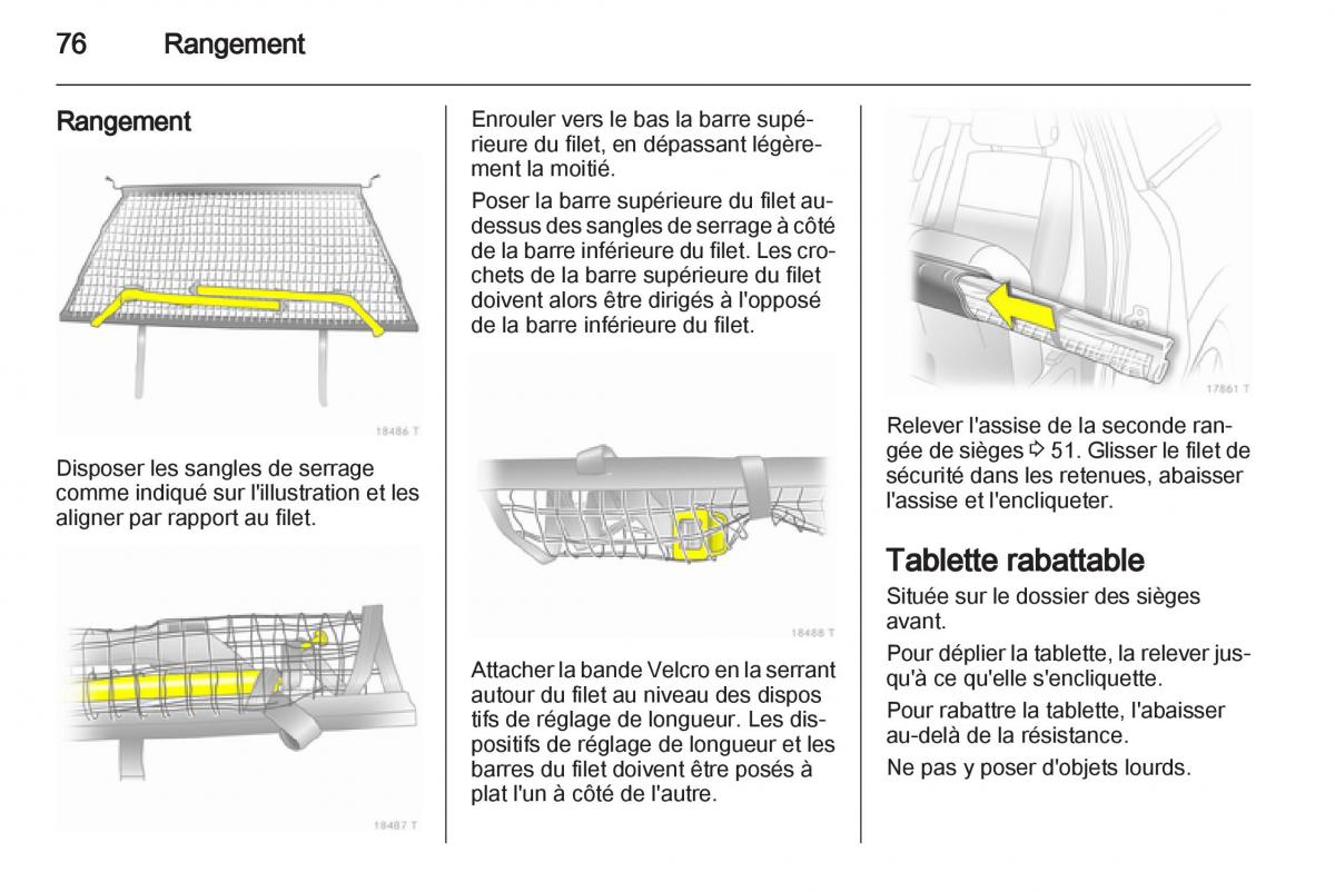 Opel Zafira B manuel du proprietaire / page 78