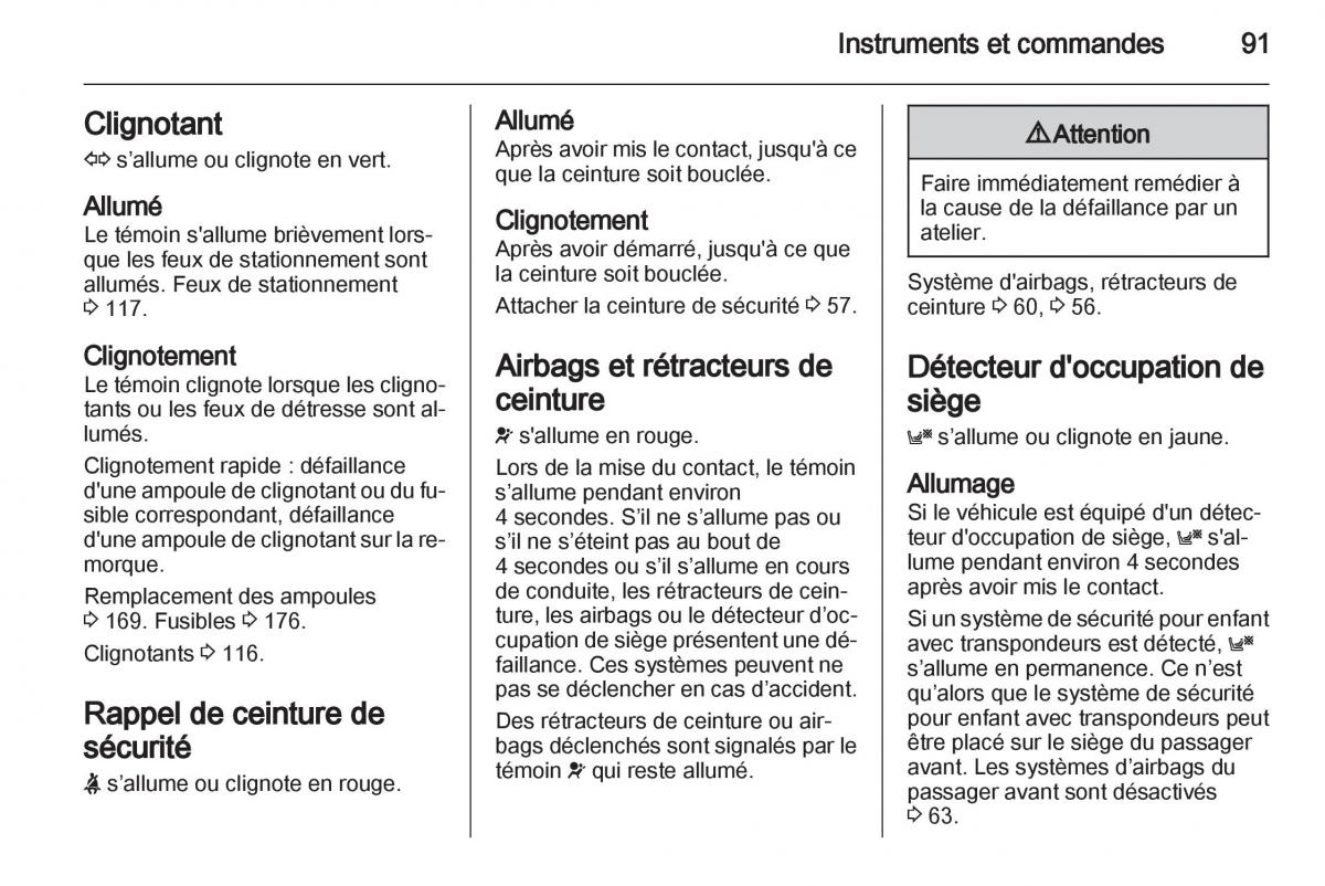 Opel Zafira B manuel du proprietaire / page 93