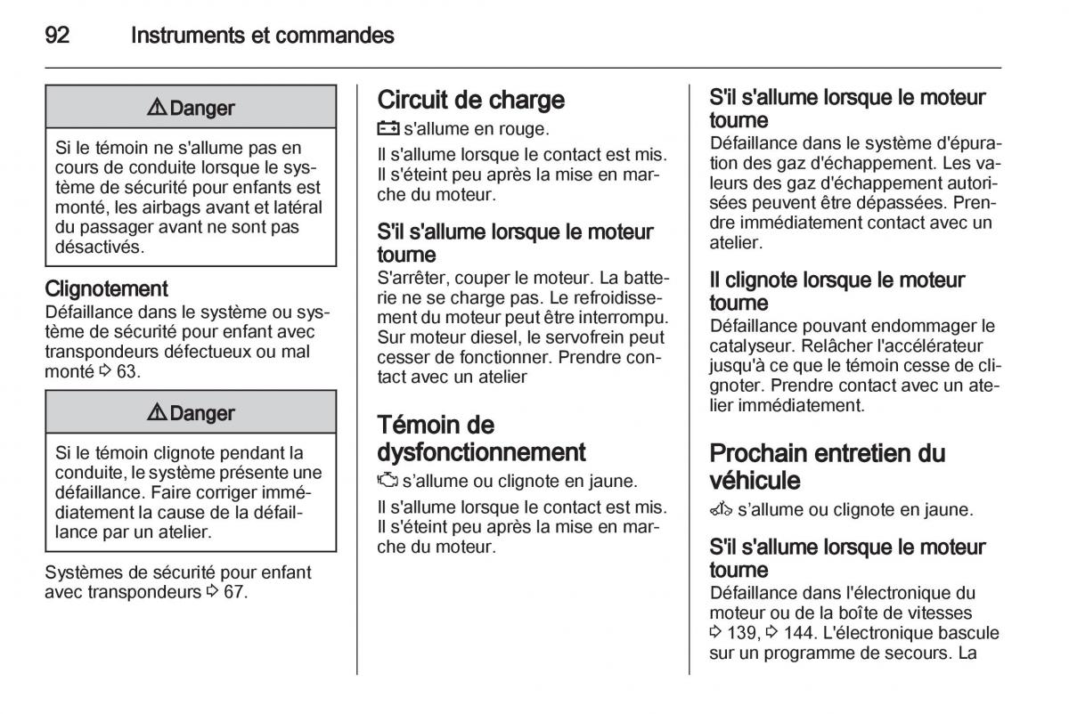 Opel Zafira B manuel du proprietaire / page 94