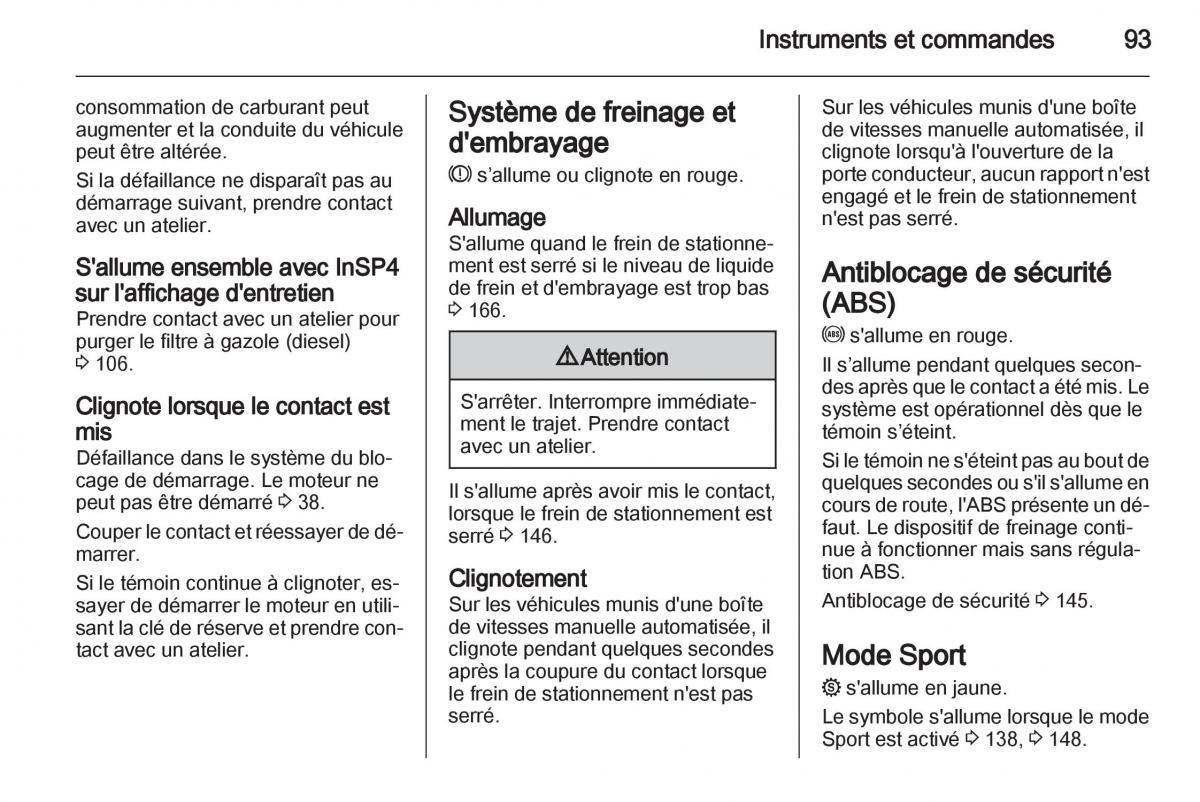 Opel Zafira B manuel du proprietaire / page 95