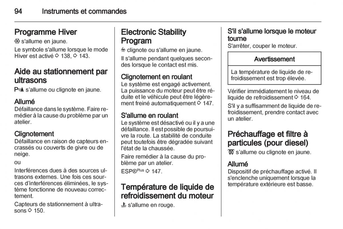 Opel Zafira B manuel du proprietaire / page 96