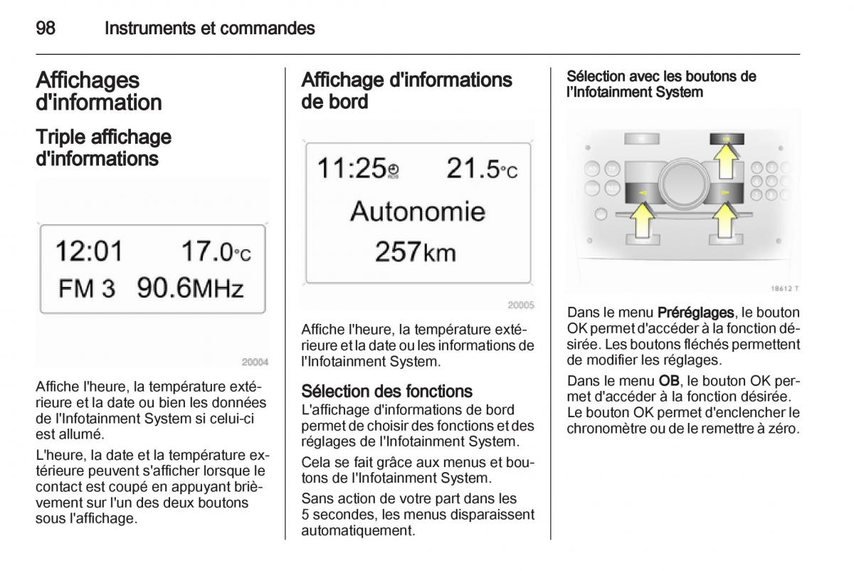 Opel Zafira B manuel du proprietaire / page 100