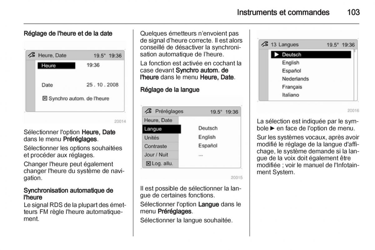 Opel Zafira B manuel du proprietaire / page 105