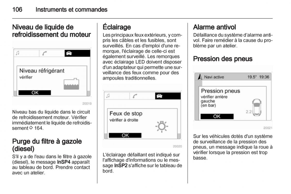 Opel Zafira B manuel du proprietaire / page 108