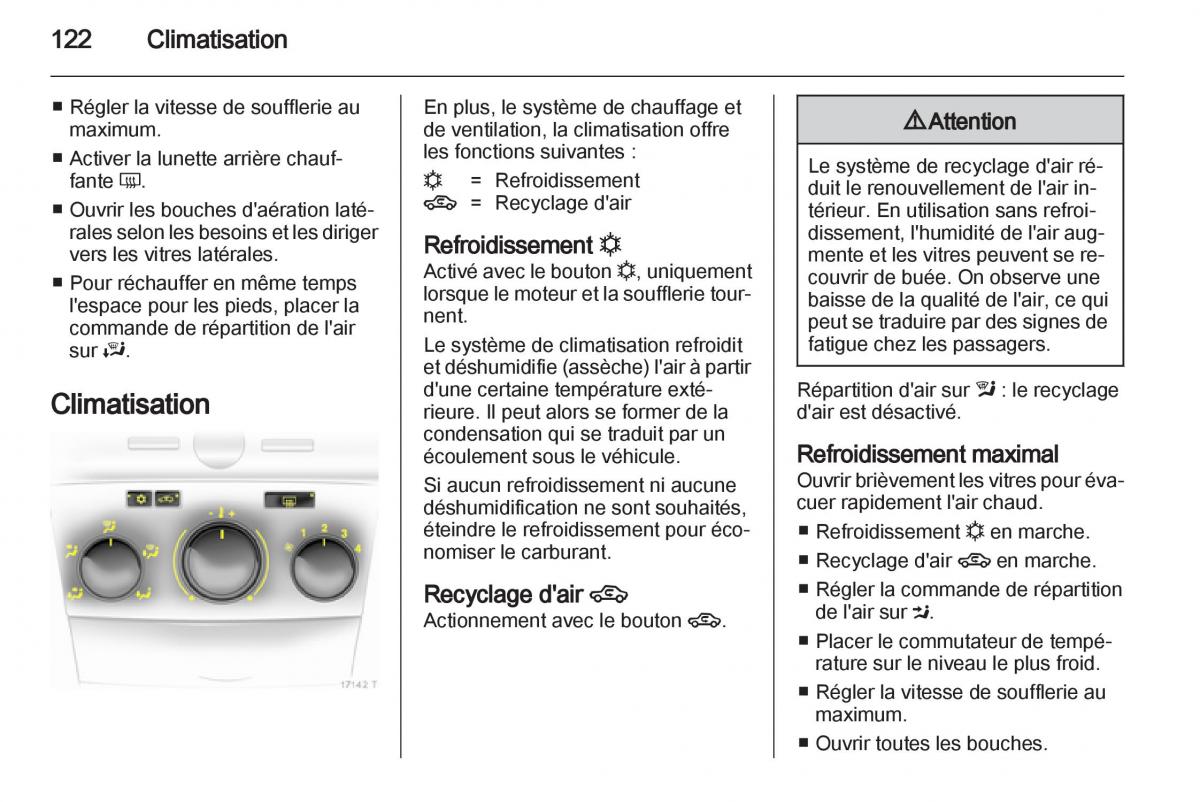 Opel Zafira B manuel du proprietaire / page 124