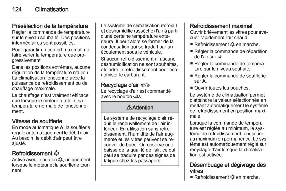 Opel Zafira B manuel du proprietaire / page 126