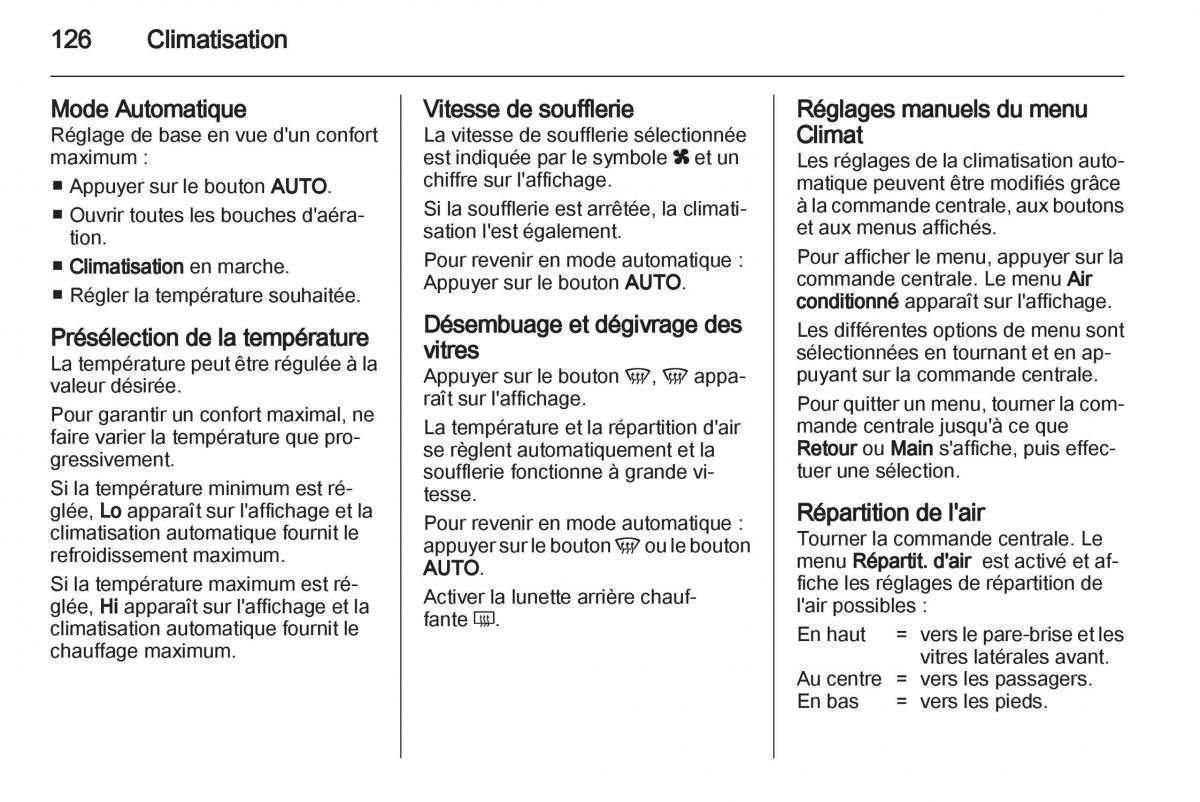 Opel Zafira B manuel du proprietaire / page 128