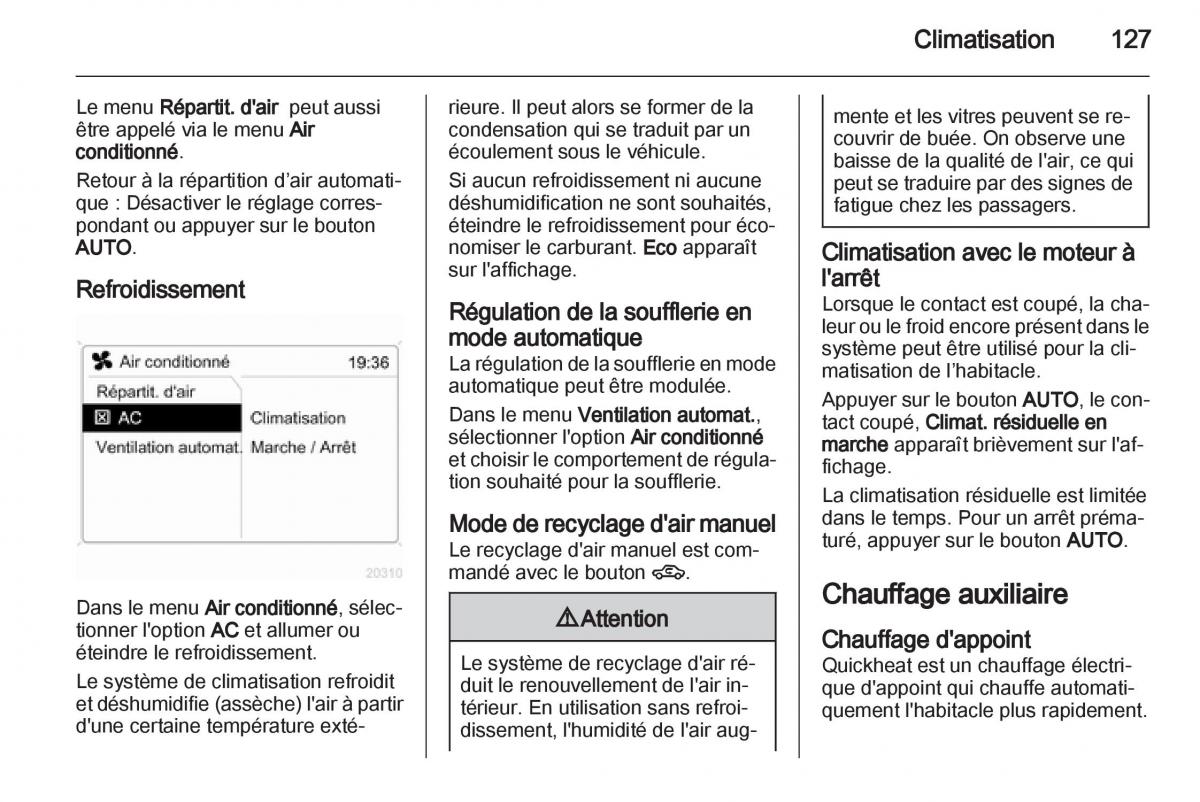 Opel Zafira B manuel du proprietaire / page 129