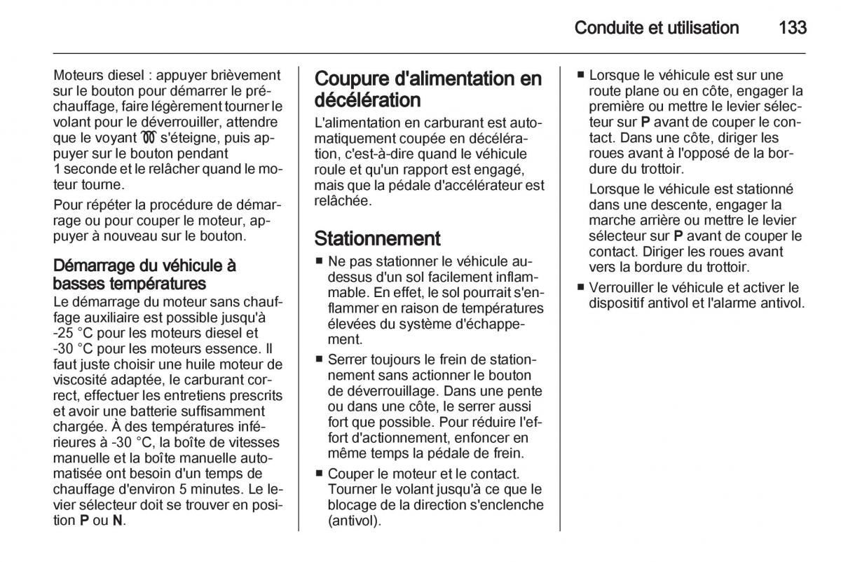 Opel Zafira B manuel du proprietaire / page 135