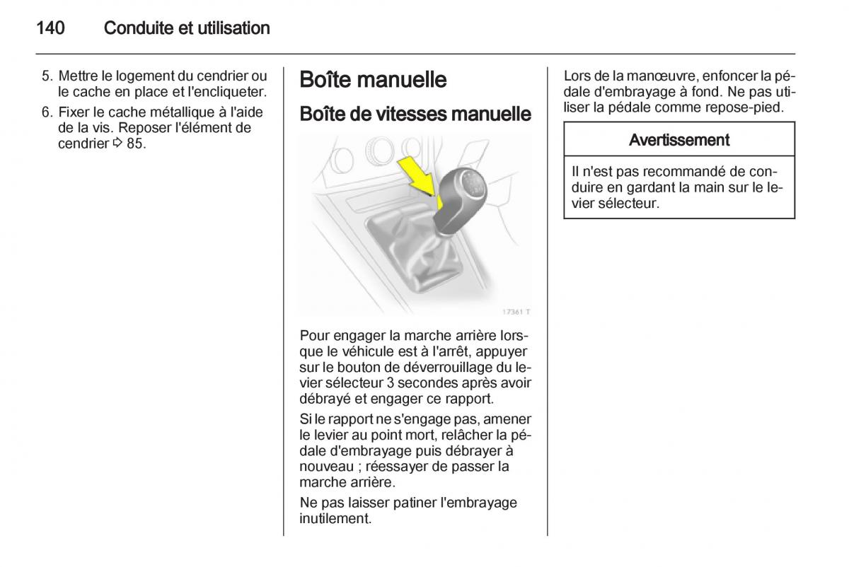 Opel Zafira B manuel du proprietaire / page 142