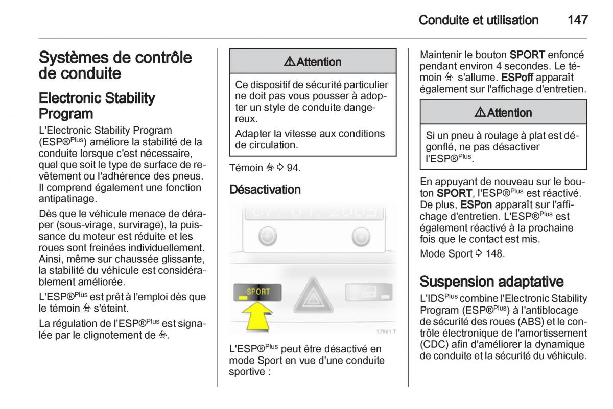 Opel Zafira B manuel du proprietaire / page 149