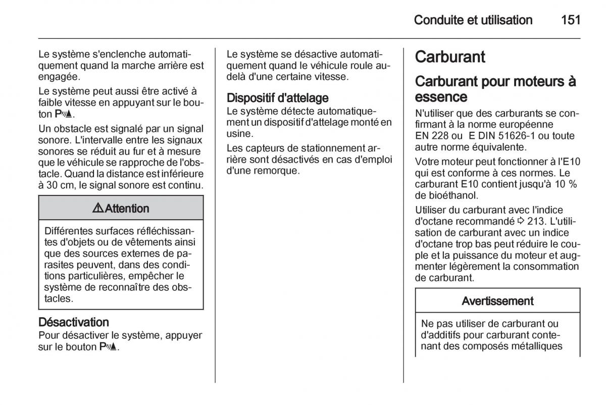 Opel Zafira B manuel du proprietaire / page 153