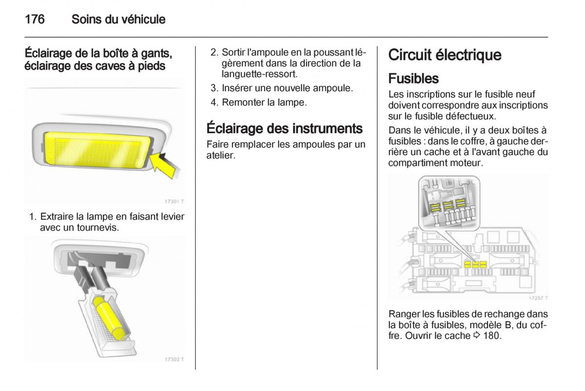 Opel Zafira B manuel du proprietaire / page 178