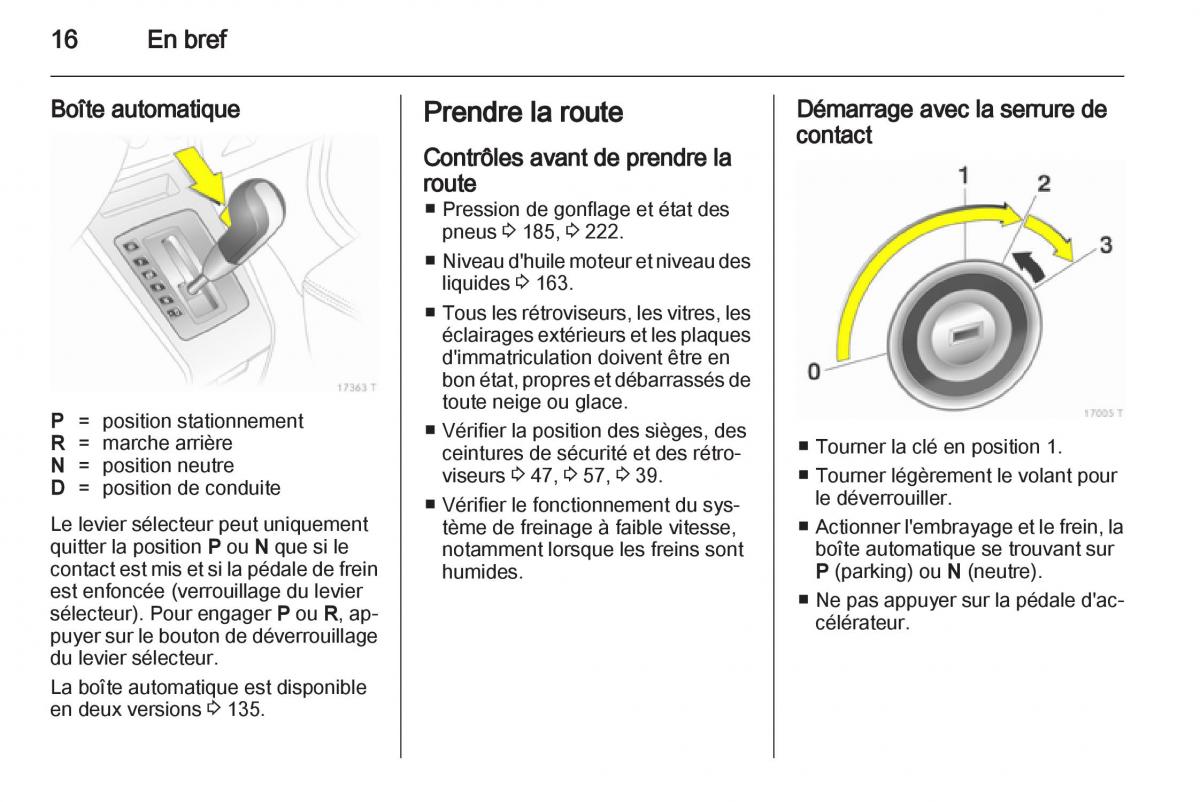 Opel Zafira B manuel du proprietaire / page 18