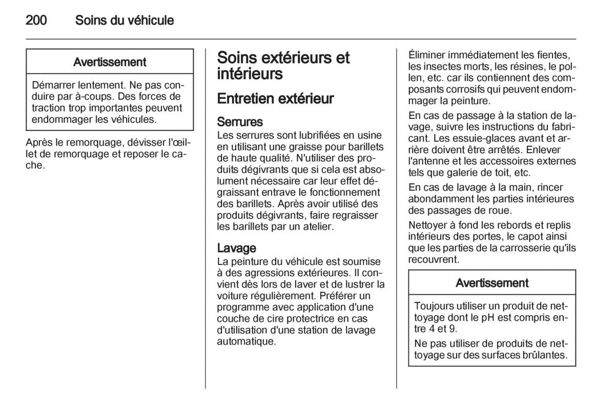 Opel Zafira B manuel du proprietaire / page 202