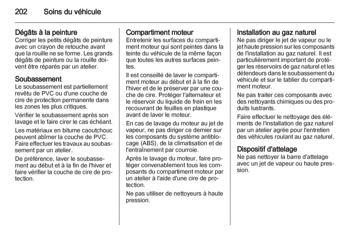 Opel Zafira B manuel du proprietaire / page 204