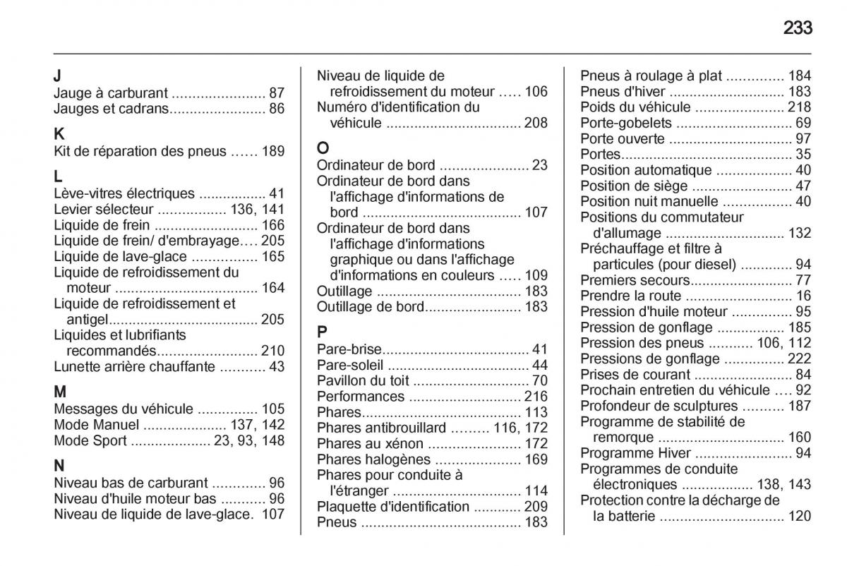 Opel Zafira B manuel du proprietaire / page 235