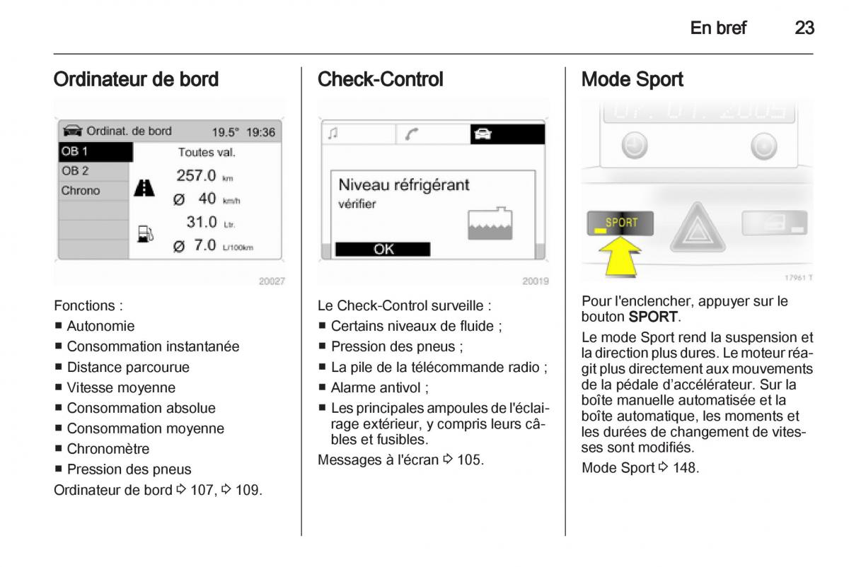 Opel Zafira B manuel du proprietaire / page 25