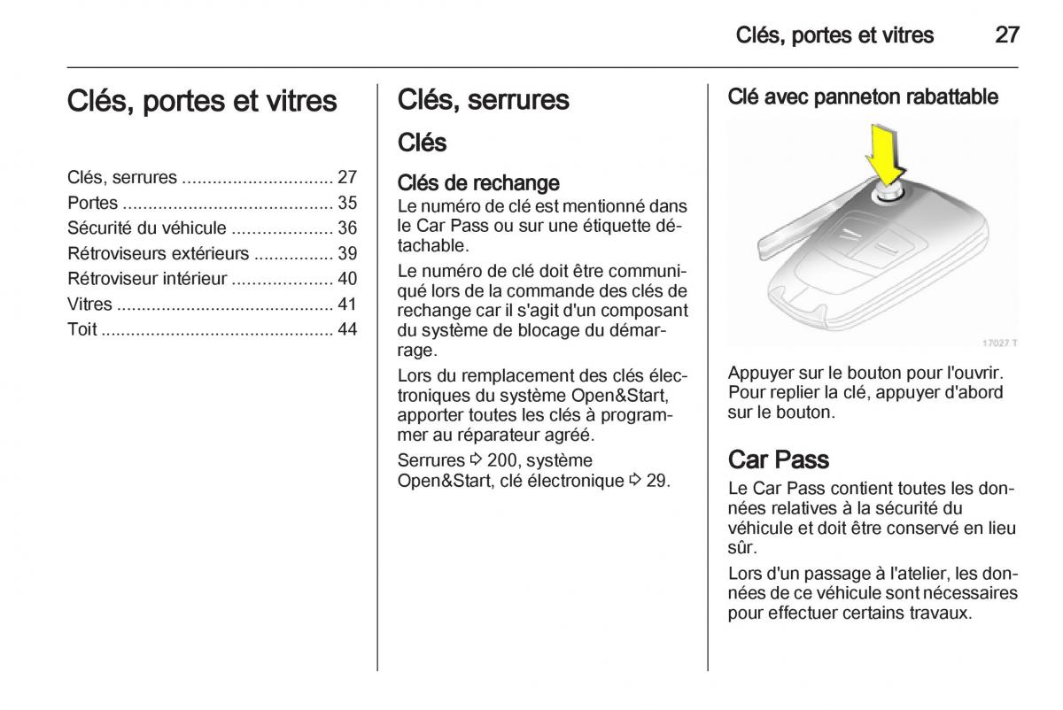 Opel Zafira B manuel du proprietaire / page 29