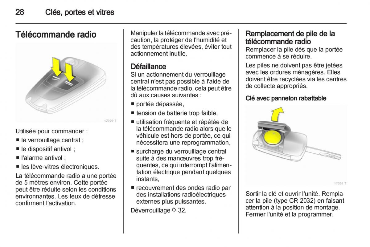 Opel Zafira B manuel du proprietaire / page 30