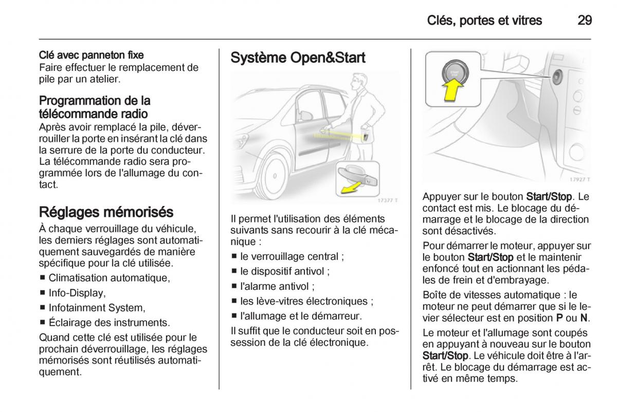 Opel Zafira B manuel du proprietaire / page 31