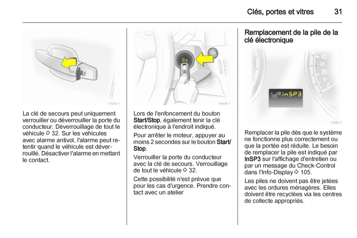 Opel Zafira B manuel du proprietaire / page 33