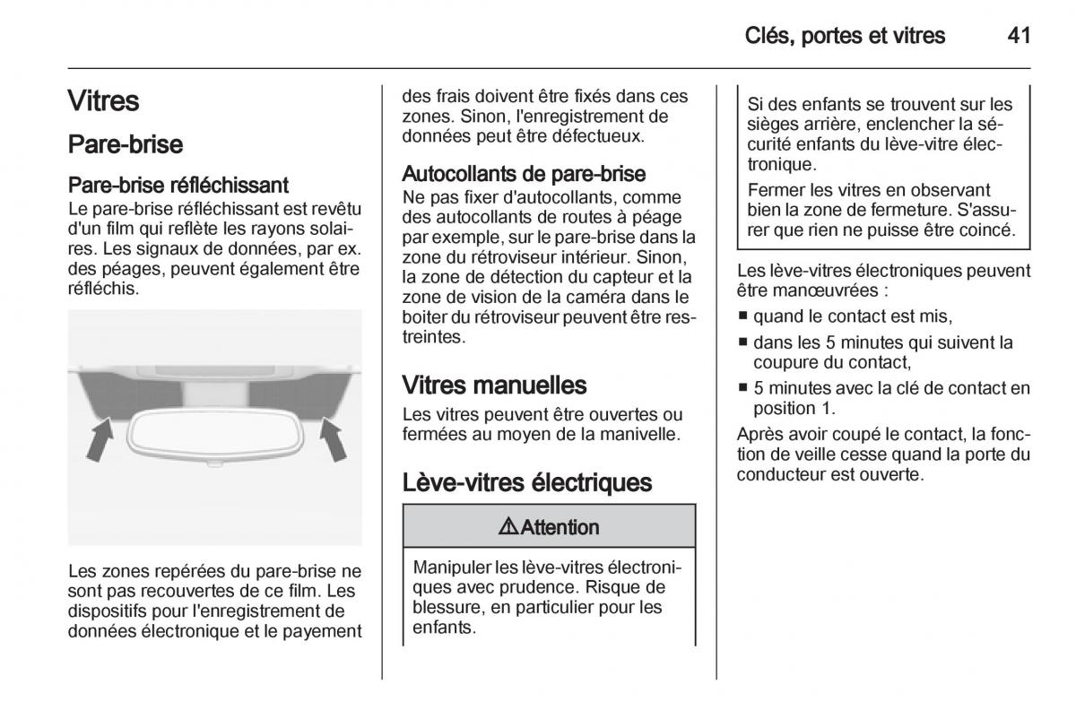 Opel Zafira B manuel du proprietaire / page 43