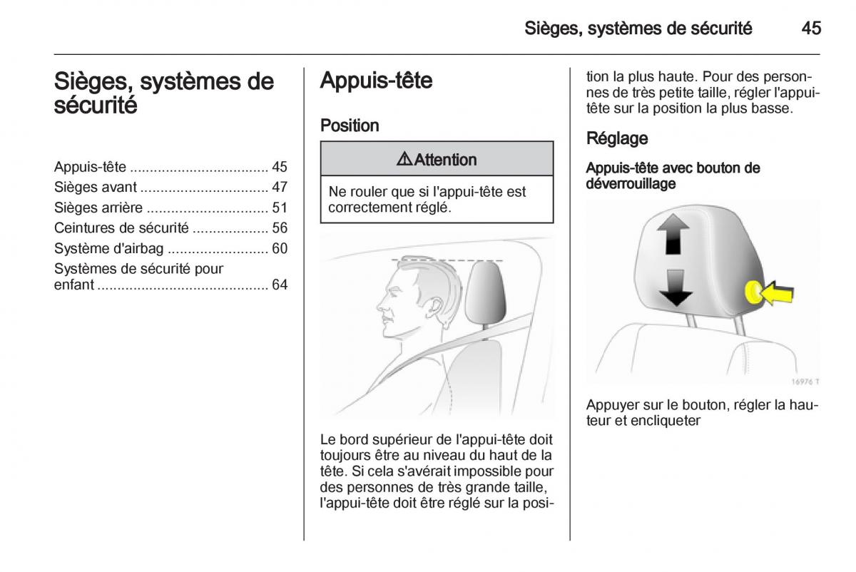 Opel Zafira B manuel du proprietaire / page 47