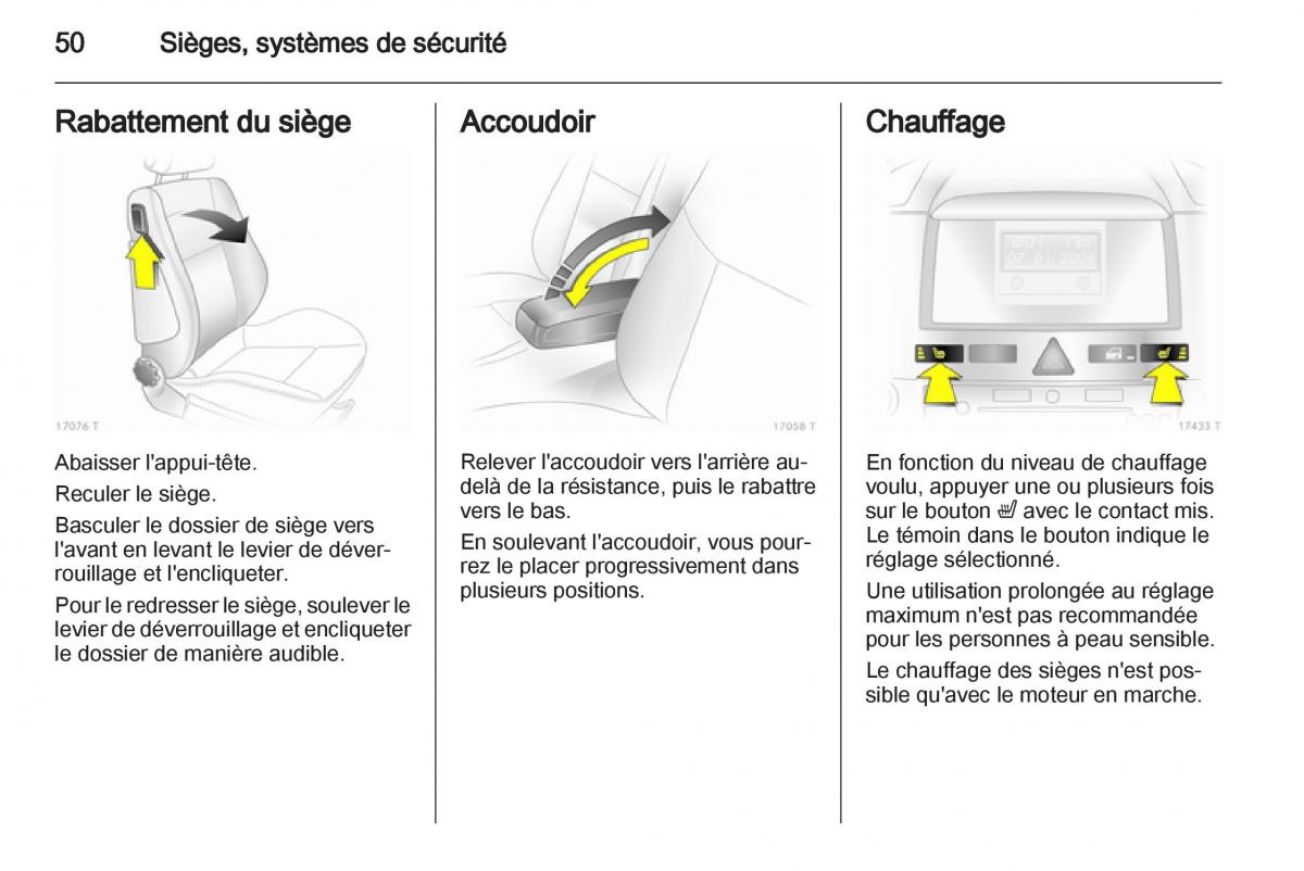 Opel Zafira B manuel du proprietaire / page 52