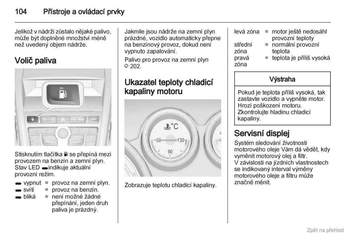 Opel Zafira B navod k obsludze / page 105