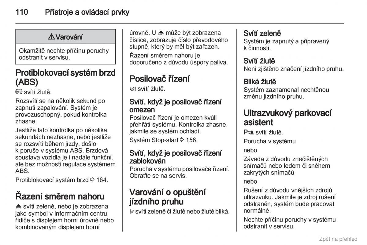 Opel Zafira B navod k obsludze / page 111