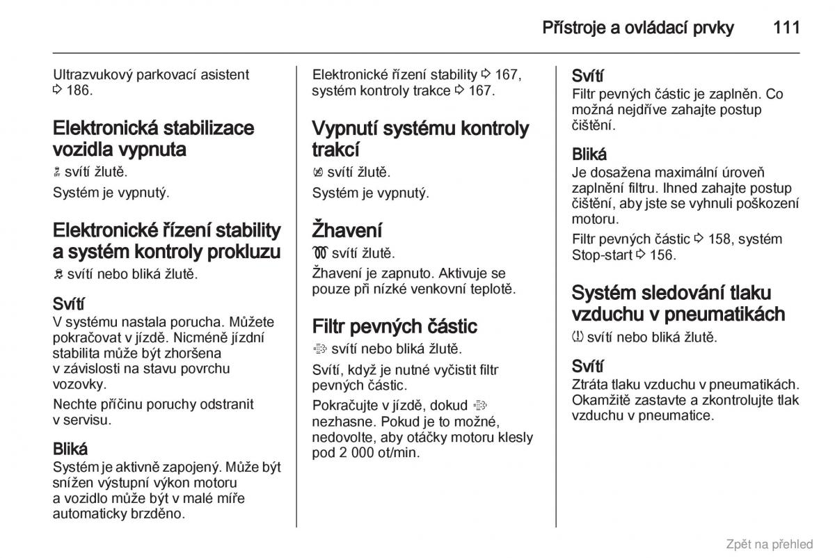 Opel Zafira B navod k obsludze / page 112